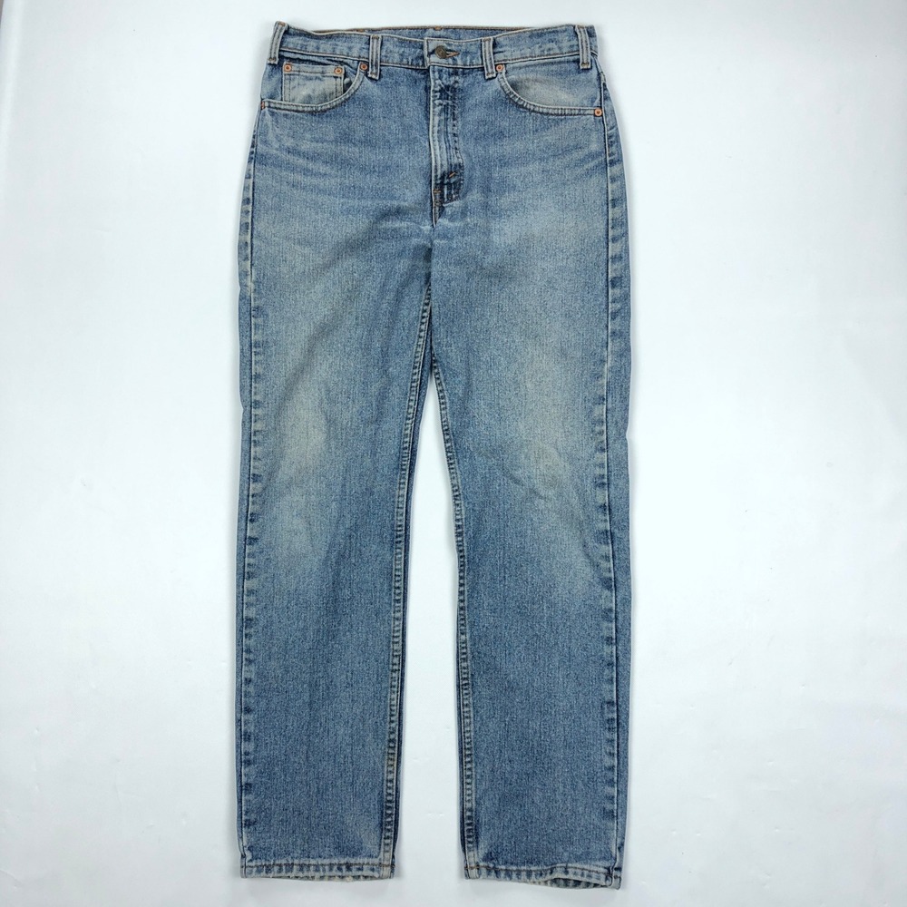 Vintage Levis 505 Mens 34x32 Light Wash Blue Straight Leg Jeans Made USA 90s